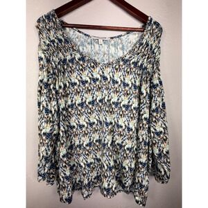 Liverpool Los Angeles Blue Multi Texture Scoop Neck Top 3X NWT LV8H
